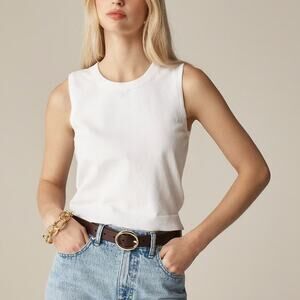 J.Crew Jackie Sweater Shell Womens L White Premium Ultra-Fine Cotton Sleeveless